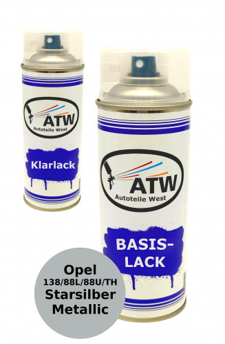 Autolack für Opel 138 / 88L/88U/TH Starsilber Metallic +400ml Klarlack Set